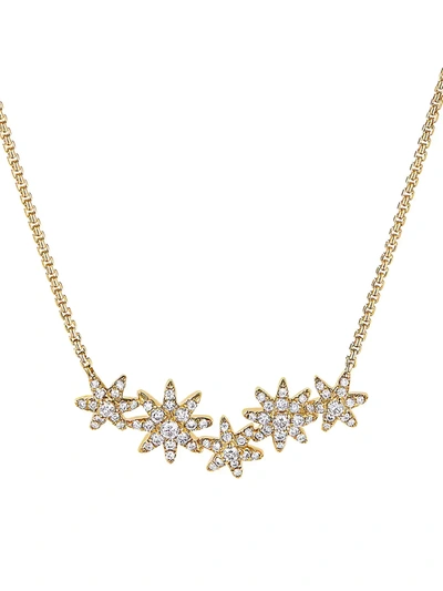 Shop David Yurman Women's Starburst Cluster Station Necklace In 18k Yellow Gold With Diamonds