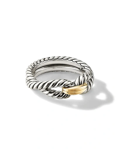 Shop David Yurman Cable Loop Ring With 18k Yellow Gold In Silver