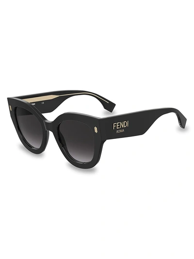 Shop Fendi Women's 52mm Square Sunglasses In Black