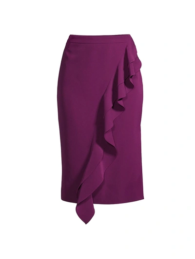 Shop Milly Cascading Ruffled Pencil Skirt In Blackberry