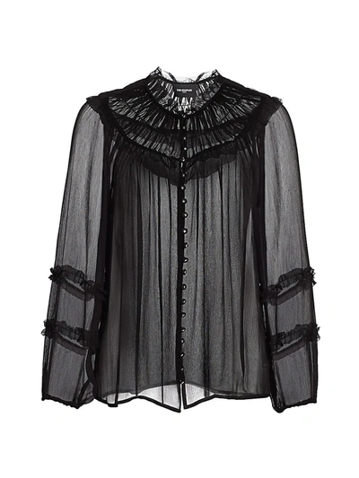 Shop The Kooples Women's Georgette Long-sleeve Blouse In Black