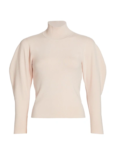 Shop A.l.c Samuel Puff-sleeve Turtleneck Sweater In Rose Petal