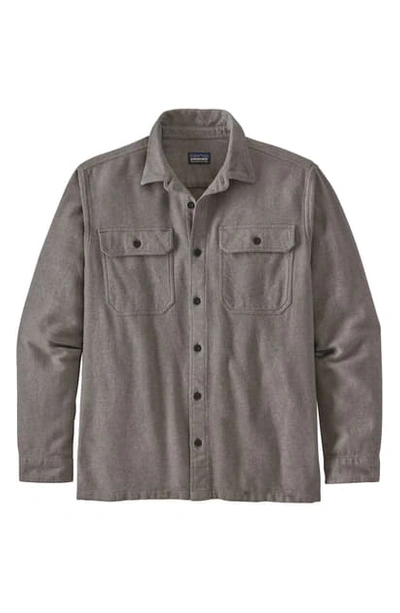 Shop Patagonia Fjord Regular Fit Organic Cotton Flannel Shirt In Independence Forge Grey