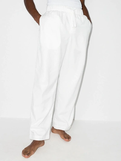 Shop Tekla Organic Cotton Pyjama Trousers In White