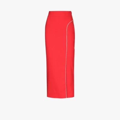 Shop Anouki Anjelica Crystal Pencil Skirt In Red
