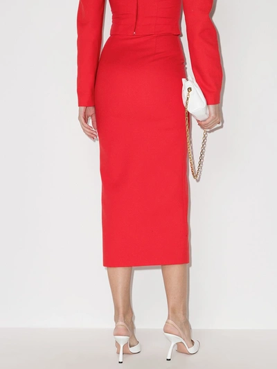 Shop Anouki Anjelica Crystal Pencil Skirt In Red