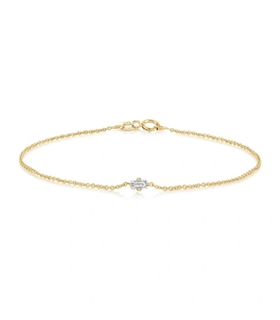 Shop Lizzie Mandler Floating Diamond Baguette Bracelet In Ylwgold