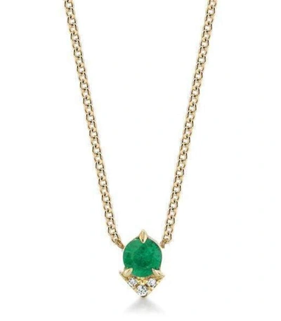 Shop Lizzie Mandler Emerald And Diamond Pave Spike Necklace In Ylwgold