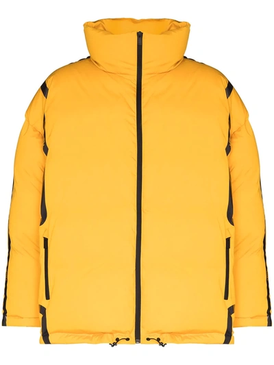 Shop Fendi Logo-tape Zip-up Puffer Jacket In Yellow