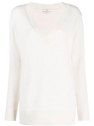 Shop Co V-neck Cashmere-wool Jumper In White