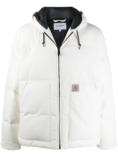 Shop Carhartt Padded Hooded Jacket In White