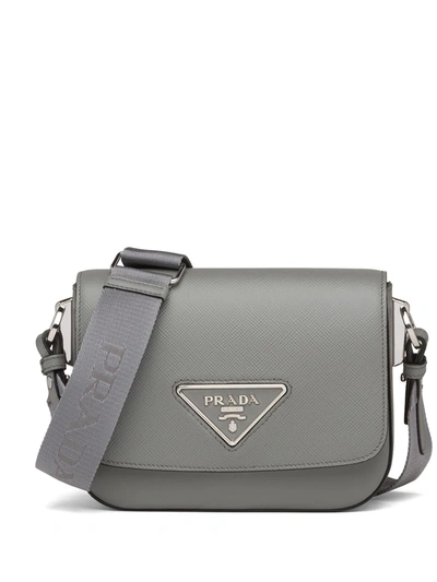 Shop Prada Identity Crossbody Bag In Grey