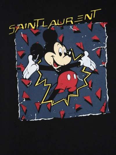 Shop Saint Laurent T-shirt With Mickey Mouse Print In Black