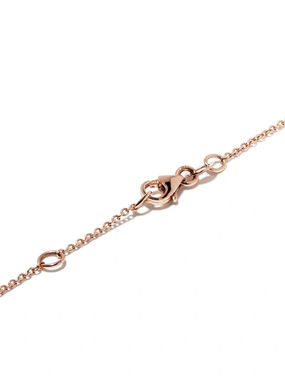 Shop Diane Kordas 14kt Rose Gold Shield Rainbow Beaded Necklace In Pink