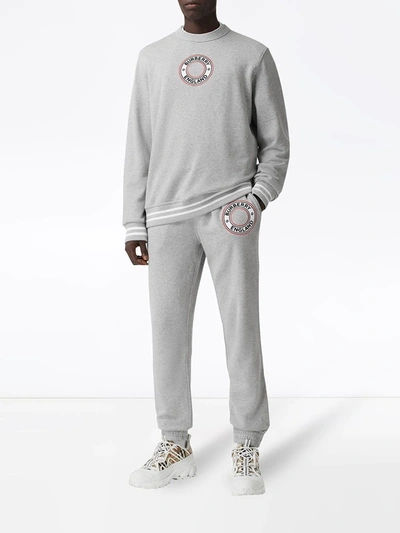 Shop Burberry Logo-embroidered Appliqué Track Pants In Grey