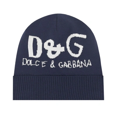 Shop Dolce & Gabbana Dolce &amp; Gabbana Kids Knitted Beanie Hat In Navy