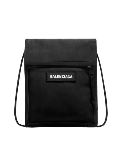 Shop Balenciaga Explorer Nylon Shoulder Bag In Black
