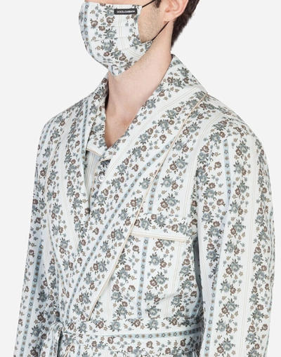 Shop Dolce & Gabbana Floral-print Robe With Matching Face Mask In Floral Print