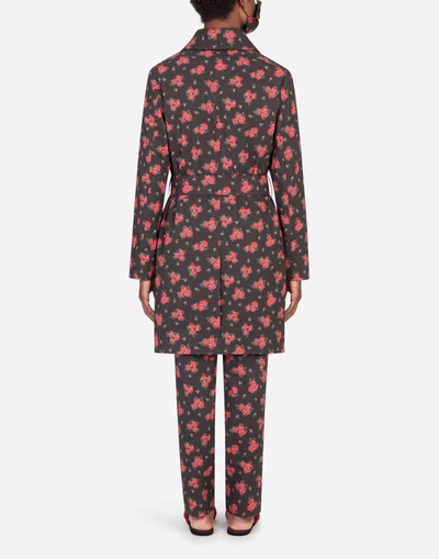 Shop Dolce & Gabbana Miniature Rose-print Robe With Matching Face Mask In Floral Print