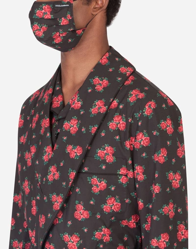 Shop Dolce & Gabbana Miniature Rose-print Robe With Matching Face Mask In Floral Print