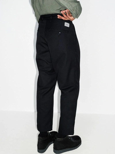 Shop Wtaps Tuck Twill Trousers In Black
