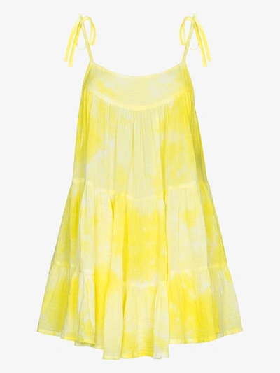 Shop Honorine Peri Tie-dye Cotton Mini Dress In Yellow