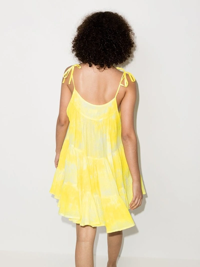 Shop Honorine Peri Tie-dye Cotton Mini Dress In Yellow