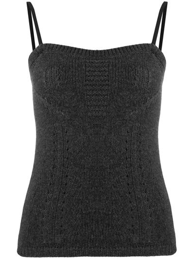 Shop Valentino Knitted Slip Top In Grey