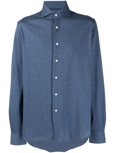 Orian Tile-print Long Sleeved Shirt In Blue