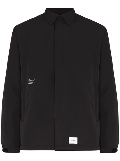 Shop Wtaps Logo-patch High-neck Shirt Jacket In Black