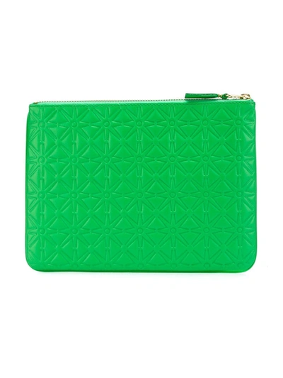 Shop Comme Des Garçons Embossed Leather Wallet In Green