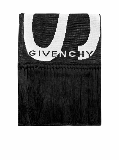 Shop Givenchy Logo Cotton Scarf In Black White