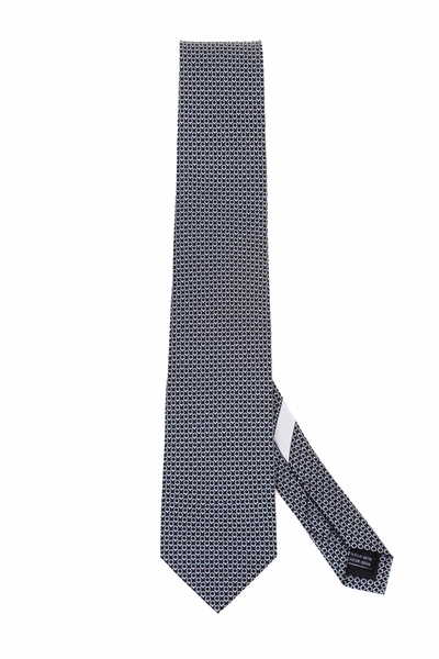 Shop Ferragamo Gancini Print Silk Tie In Blu
