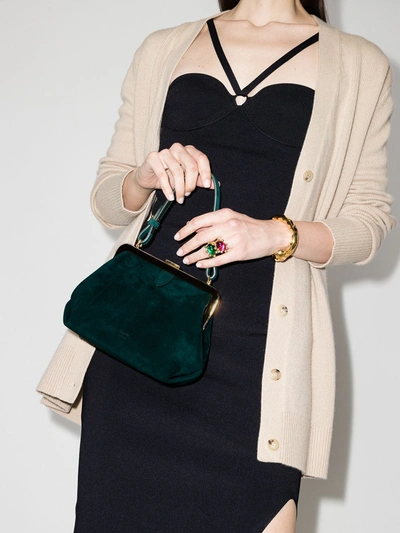 Shop Khaite Agnes Suede Tote Bag In Green