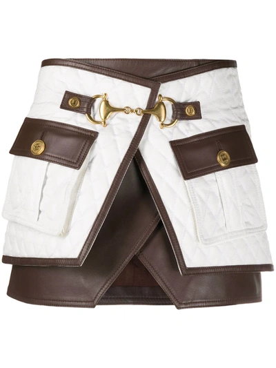 Shop Balmain Quilted Wrap Skirt In White
