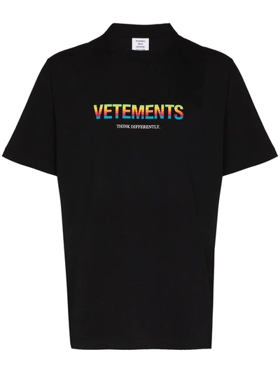 Shop Vetements Think Differently Crew Neck T-shirt In Black