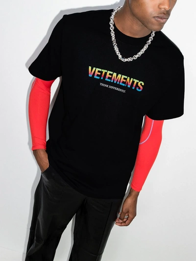 Shop Vetements Think Differently Crew Neck T-shirt In Black