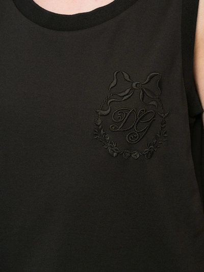 Shop Dolce & Gabbana Embroidered-logo Vest Top In Black