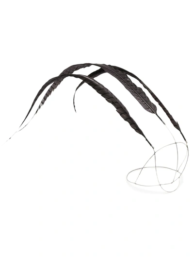 Shop Ann Demeulemeester Feather Head Applique In Black