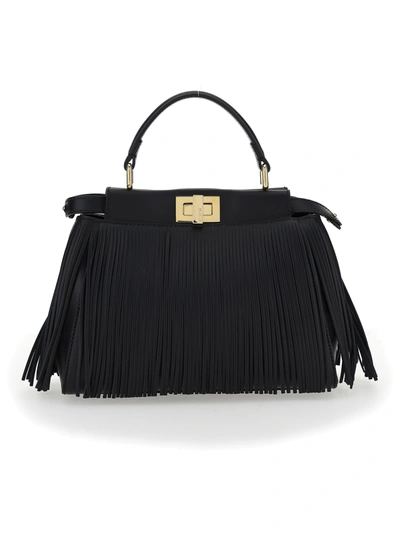 Shop Fendi Peekaboo Iconic Mini Handbag In Nero+oro Soft