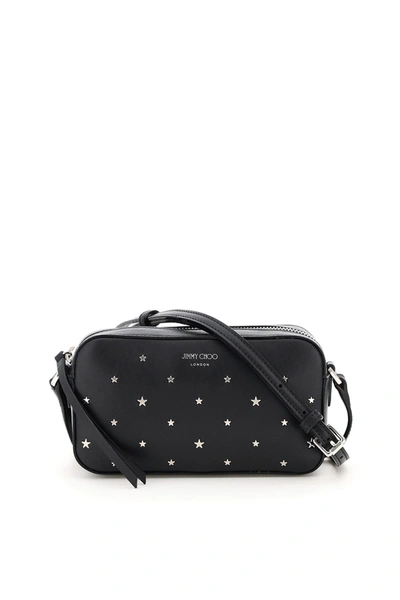 Shop Jimmy Choo Hale Star Studs Camera Bag In Black Silver (black)