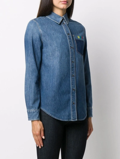 Shop Armani Exchange Denim Long-sleeve Shirt In Blue