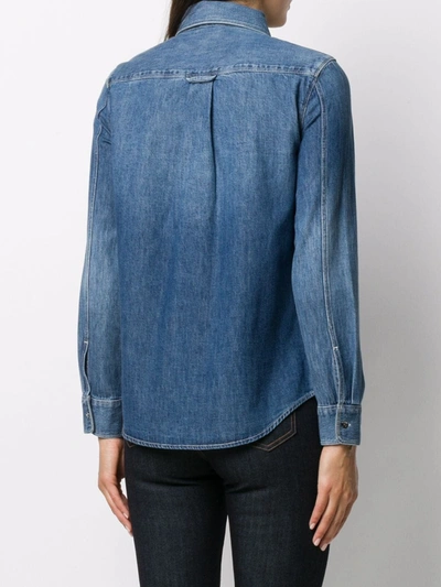 Shop Armani Exchange Denim Long-sleeve Shirt In Blue