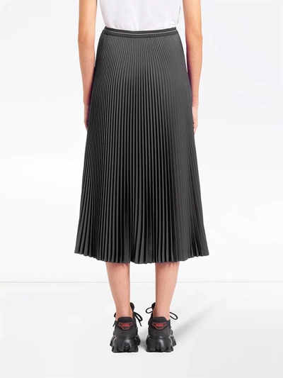 Shop Prada Logo-detail Pleated Skirt In Grey