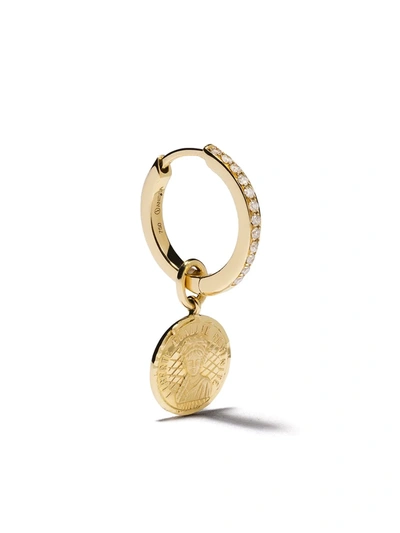 Shop Anissa Kermiche 18kt Yellow Gold Louise D'or Coin Diamond Hoop Single Earring