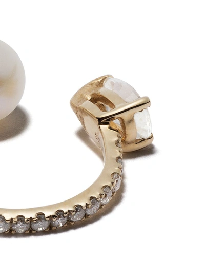 Shop Anissa Kermiche 14kt Yellow Gold Rare Pearl, Sapphire And Pavé Diamond Ear Cuff