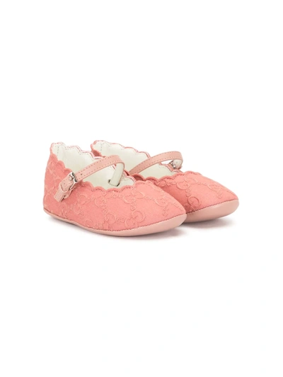 Shop Gucci Gg Jacquard-woven Ballerina Shoes In Pink