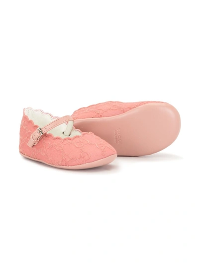 Shop Gucci Gg Jacquard-woven Ballerina Shoes In Pink