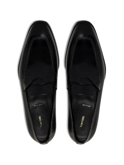 Shop Tom Ford Elkan Leather Loafers In Black