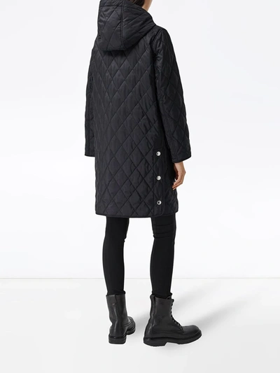 Shop Burberry Roxby Diamond-quilted Mid-length Coat In Black